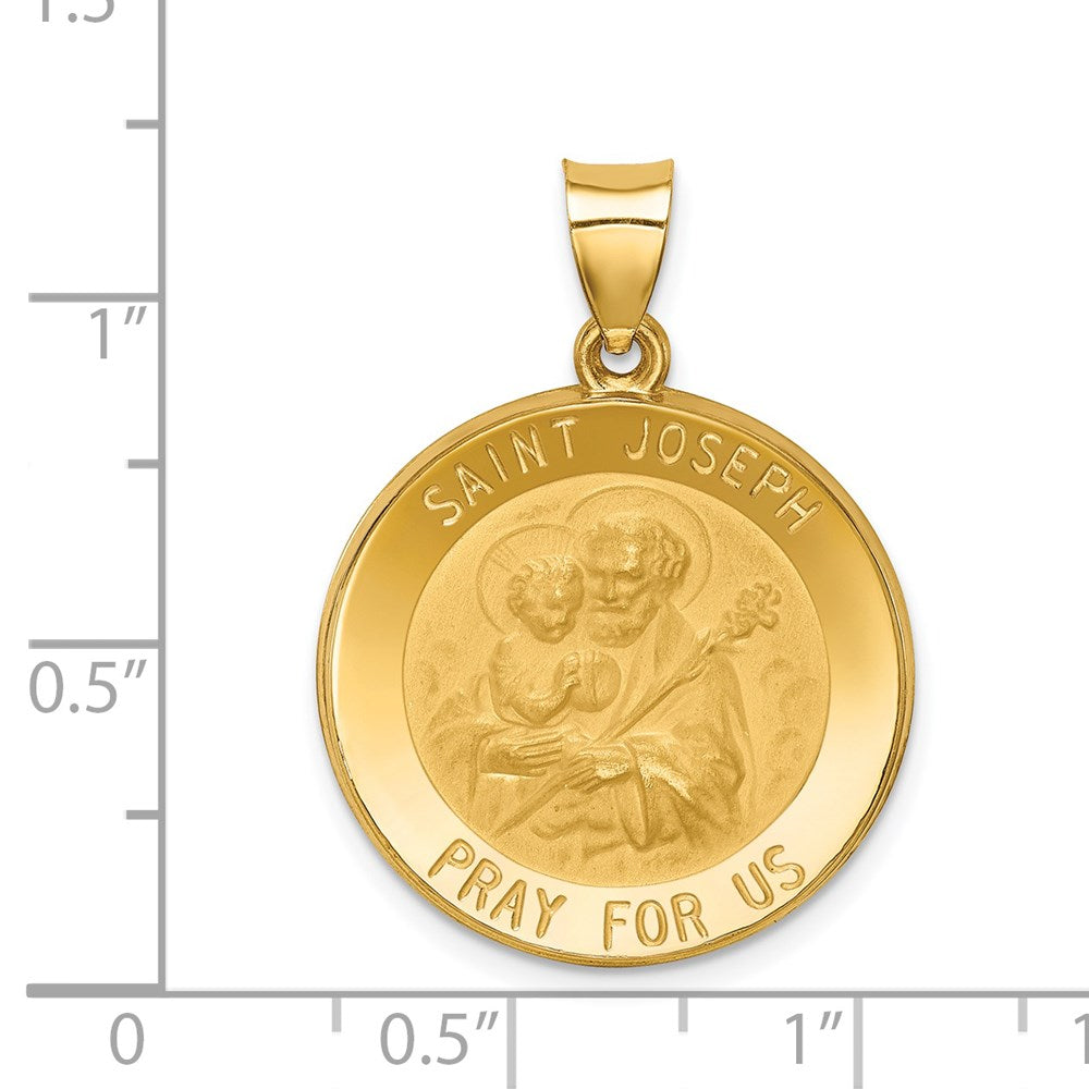 FJC Finejewelers 14 kt Yellow Gold Polished and Satin St Joseph Medal Hollow Charm 30 x 22 mm