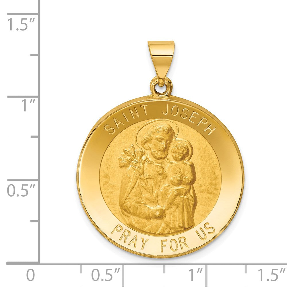 FJC Finejewelers 14 kt Yellow Gold Polished and Satin St Joseph Medal Hollow Charm 33 x 26 mm
