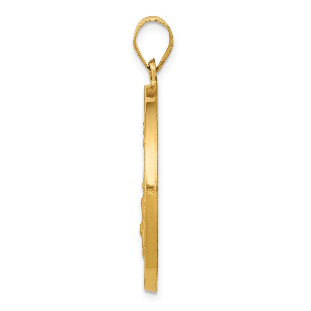 FJC Finejewelers 14 kt Yellow Gold Polished and Satin St Joseph Medal Hollow Charm 33 x 26 mm