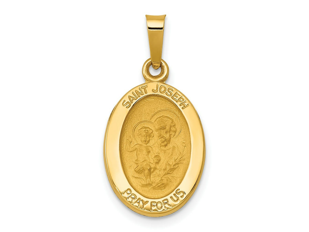 FJC Finejewelers 14 kt Yellow Gold Polished and Satin St Joseph Medal Hollow Charm 24 x 12 mm