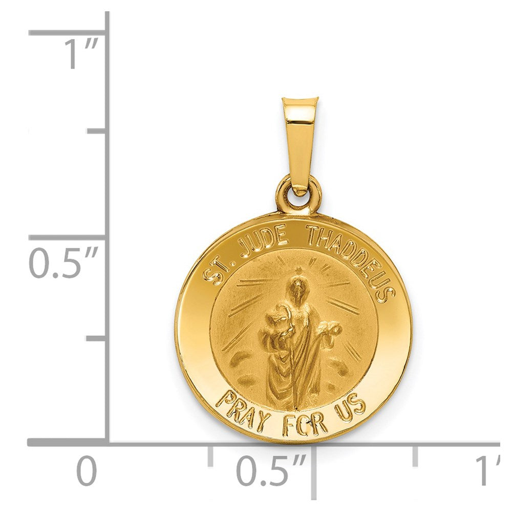 FJC Finejewelers 14 kt Yellow Gold Polished and Satin St Jude Thaddeus Medal Hollow Charm 22 x 15 mm