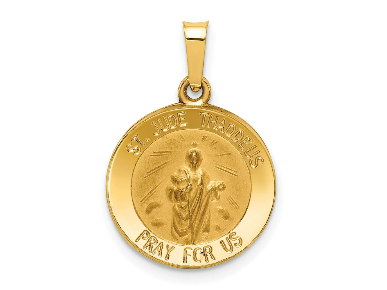 FJC Finejewelers 14 kt Yellow Gold Polished and Satin St Jude Thaddeus Medal Hollow Charm 22 x 15 mm
