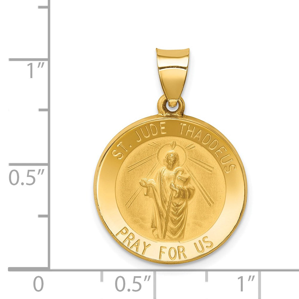 FJC Finejewelers 14 kt Yellow Gold Polished and Satin St Jude Thaddeus Medal Hollow Charm 27 x 19 mm