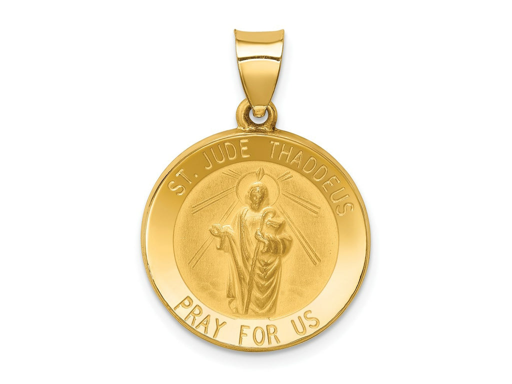 FJC Finejewelers 14 kt Yellow Gold Polished and Satin St Jude Thaddeus Medal Hollow Charm 27 x 19 mm
