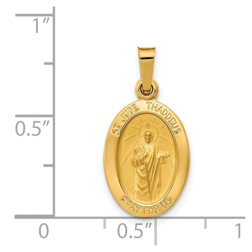 FJC Finejewelers 14 kt Yellow Gold Polished and Satin St Jude Thaddeus Medal Hollow Charm 22 x 11 mm