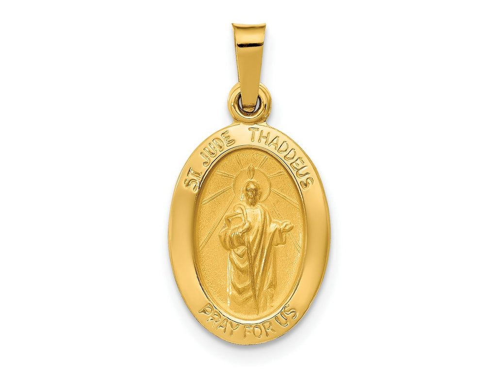 FJC Finejewelers 14 kt Yellow Gold Polished and Satin St Jude Thaddeus Medal Hollow Charm 22 x 11 mm