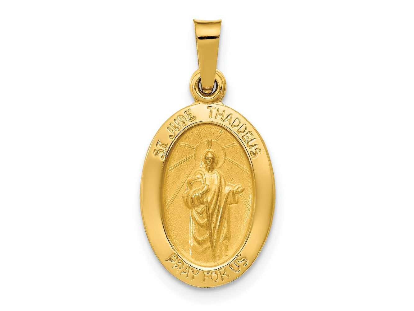 FJC Finejewelers 14 kt Yellow Gold Polished and Satin St Jude Thaddeus Medal Hollow Charm 22 x 11 mm