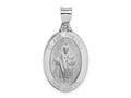 FJC Finejewelers 14 kt White Gold Polish Satin Saint Jude Thaddeus Medal Hollow Charm 31 mm x 16 mm