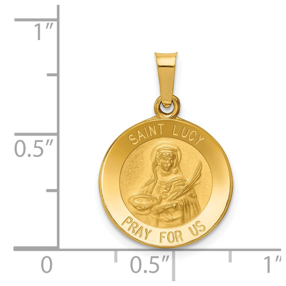 FJC Finejewelers 14 kt Yellow Gold Polished and Satin St Lucy Medal Hollow Charm 22 x 15 mm