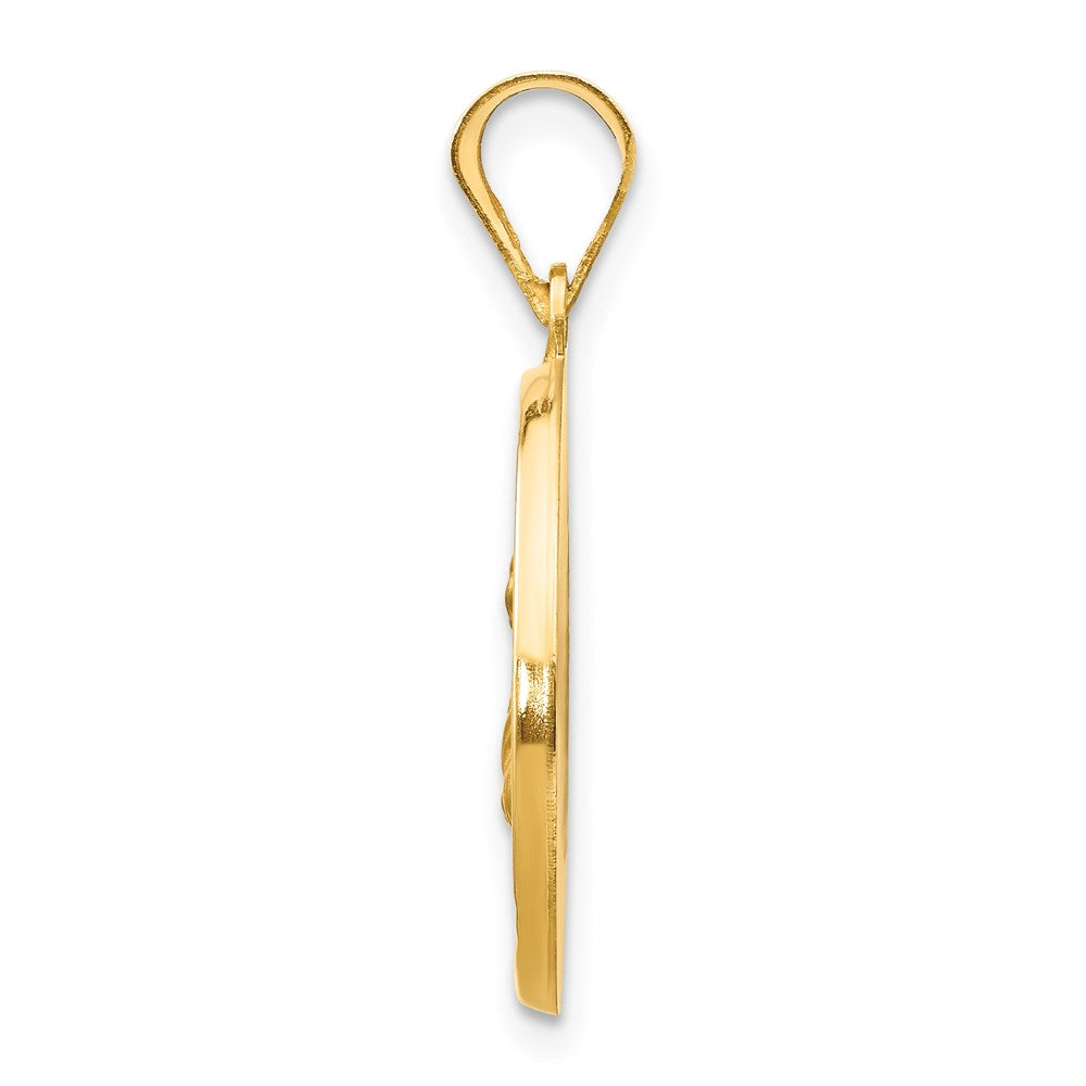 FJC Finejewelers 14 kt Yellow Gold Polished and Satin St Lucy Medal Hollow Charm 26 x 18 mm