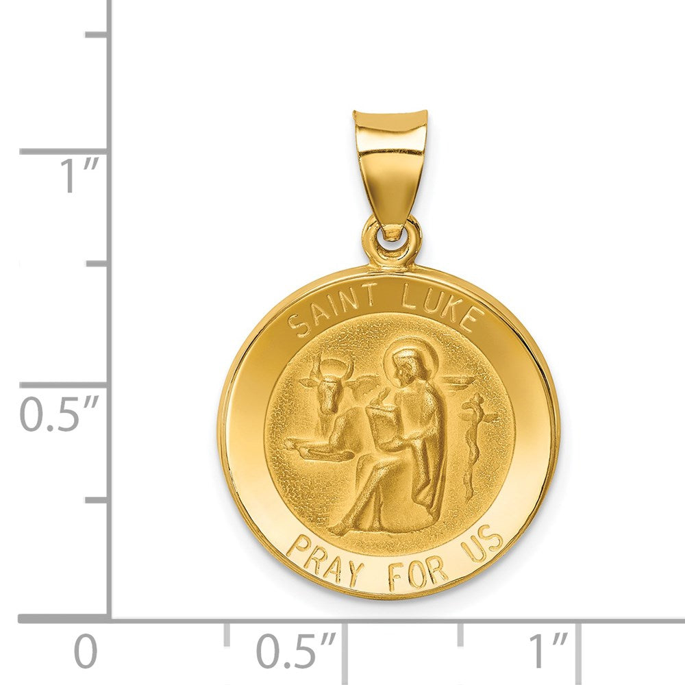 FJC Finejewelers 14 kt Yellow Gold Polished and Satin St Luke Medal Hollow Charm 27 x 19 mm