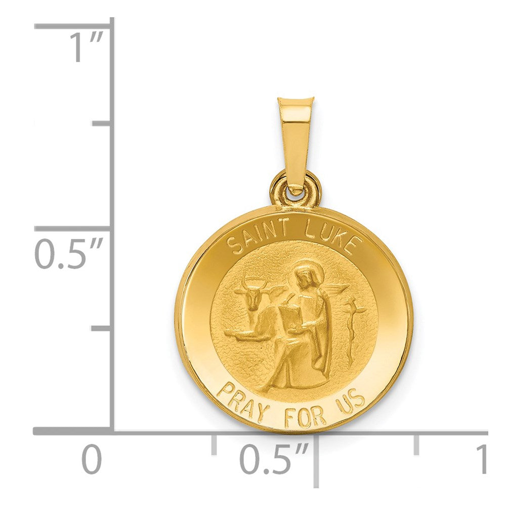FJC Finejewelers 14 kt Yellow Gold Polished and Satin St Luke Medal Hollow Charm 21 x 15 mm