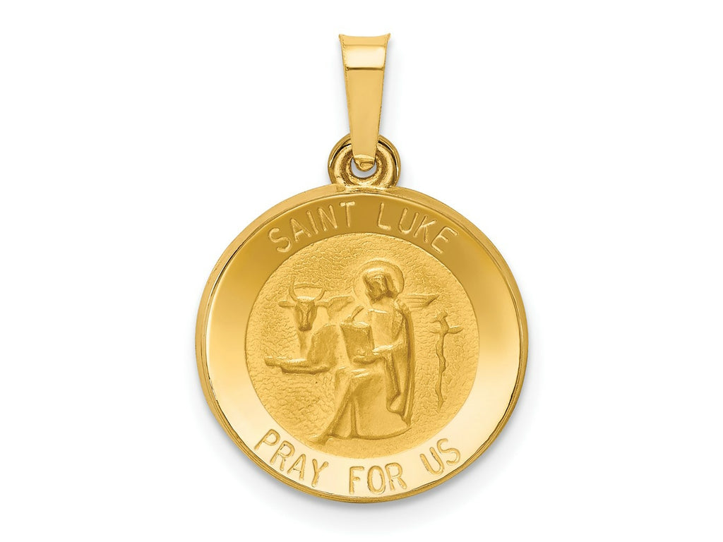 FJC Finejewelers 14 kt Yellow Gold Polished and Satin St Luke Medal Hollow Charm 21 x 15 mm