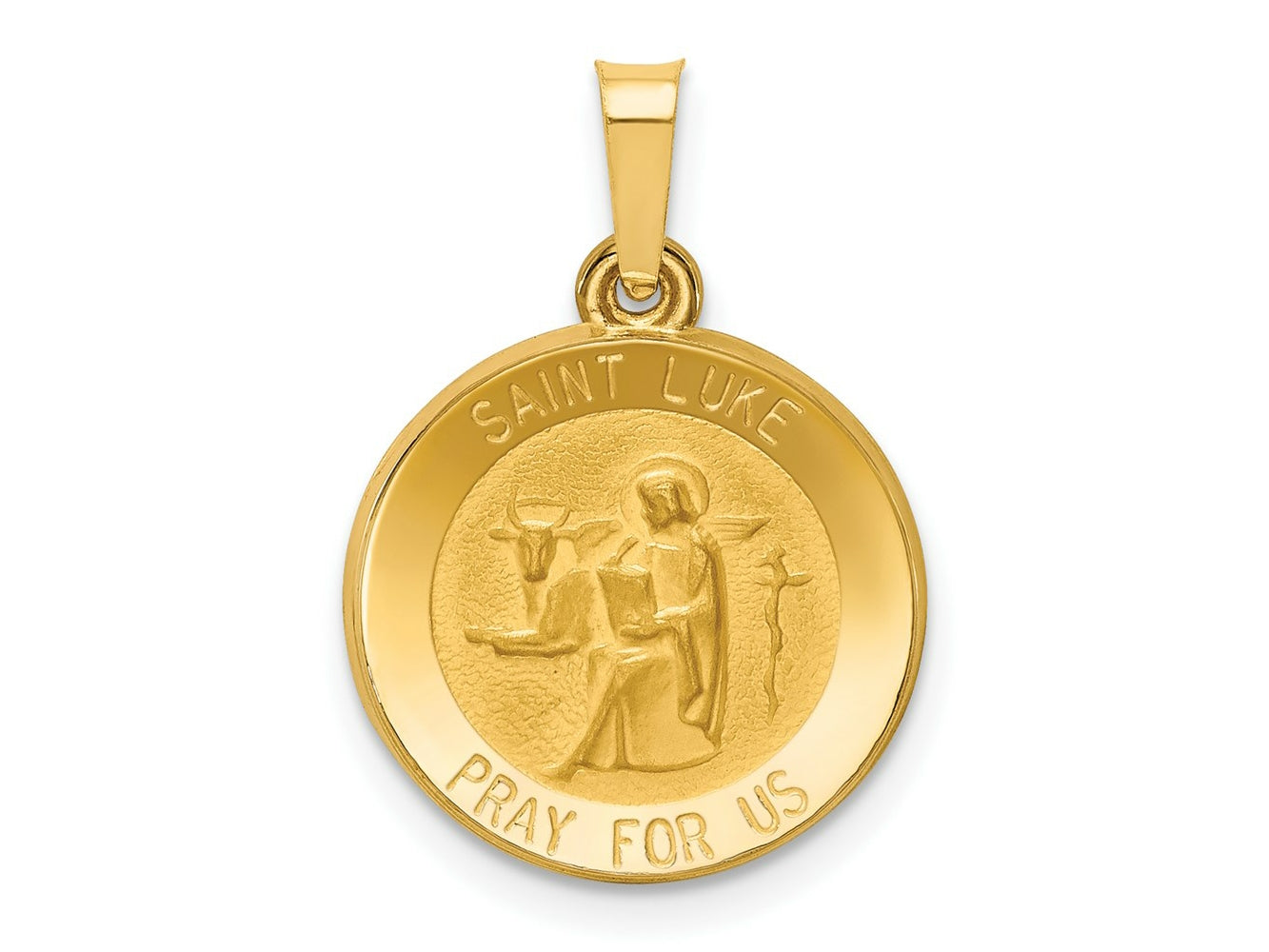 FJC Finejewelers 14 kt Yellow Gold Polished and Satin St Luke Medal Hollow Charm 21 x 15 mm