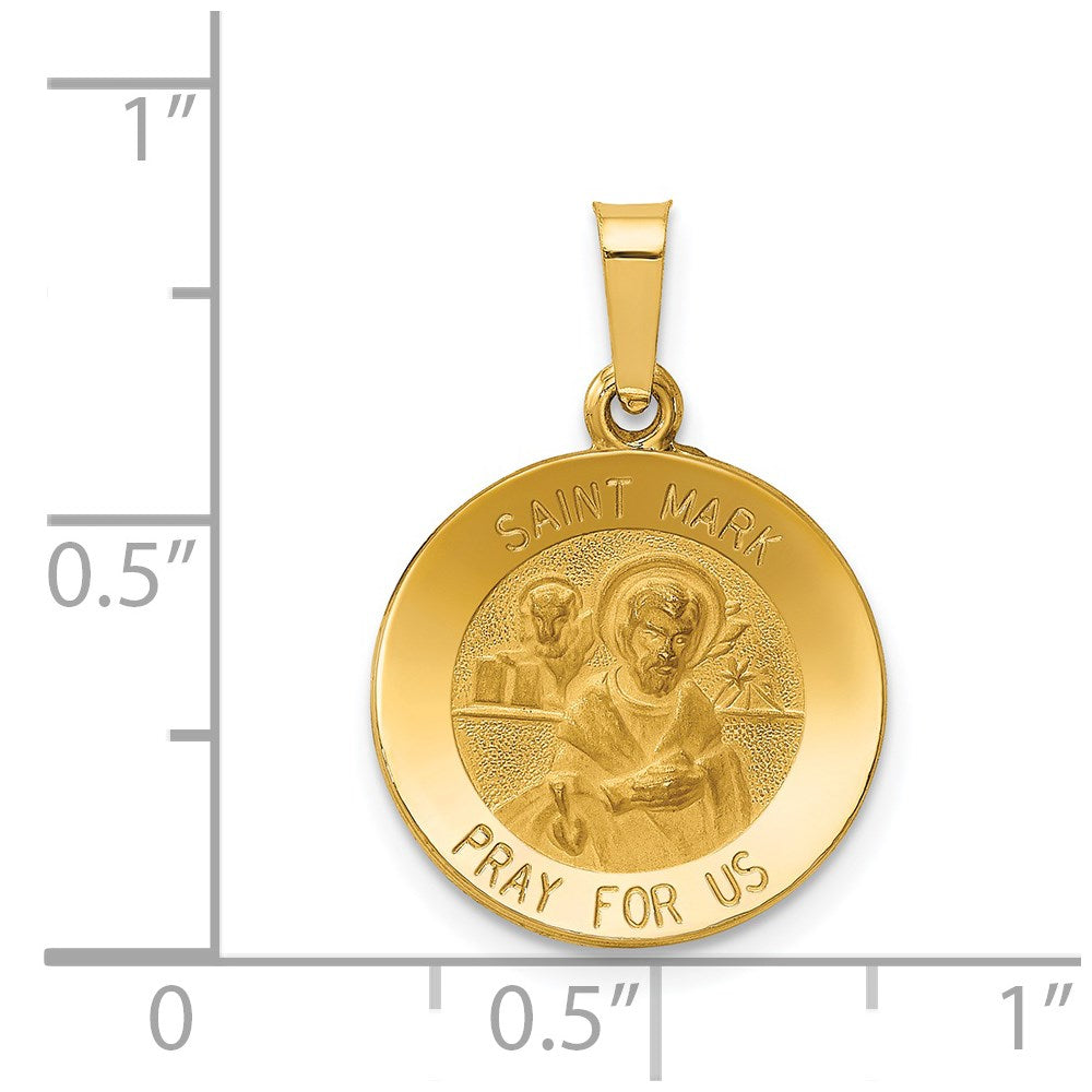FJC Finejewelers 14 kt Yellow Gold Polished and Satin St Mark Medal Hollow Charm 22 x 15 mm