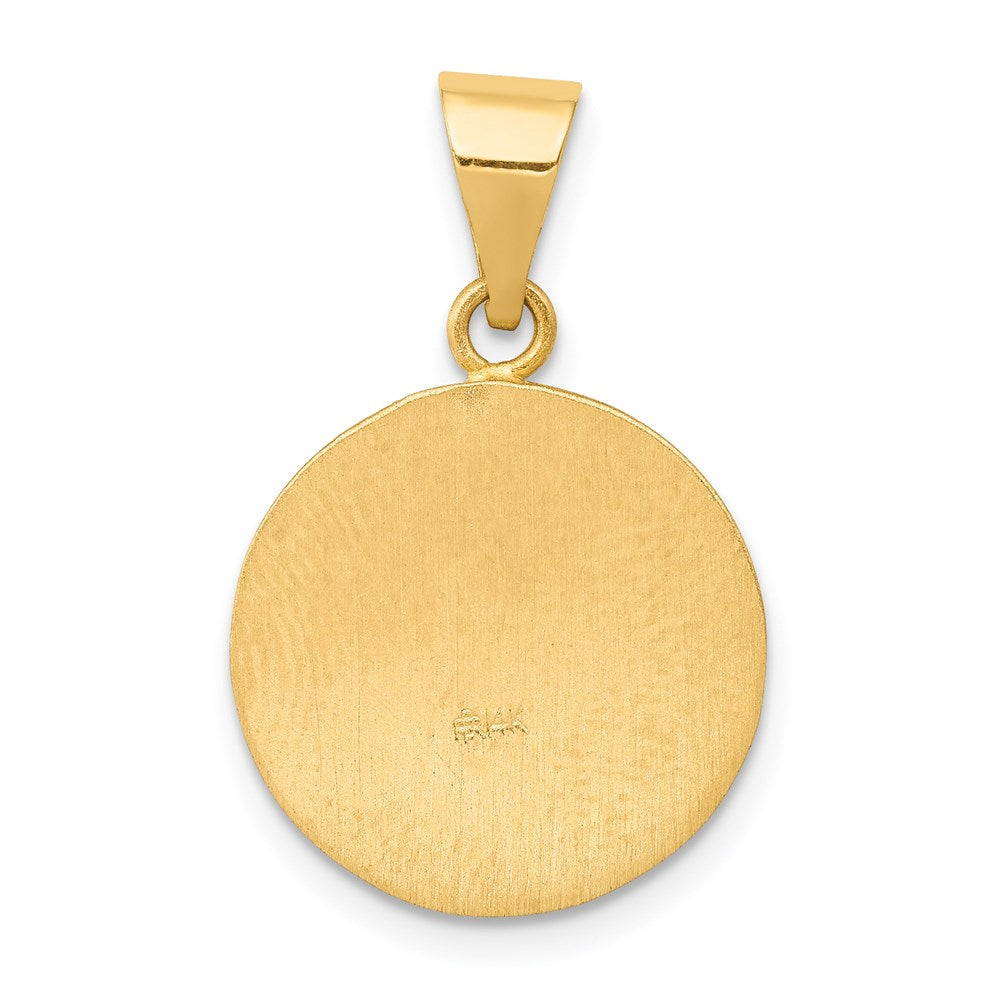 FJC Finejewelers 14 kt Yellow Gold Polished and Satin St Matthew Medal Hollow Charm 17 x 15 mm