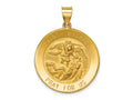 FJC Finejewelers 14 kt Yellow Gold Polished and Satin St Michael Medal Hollow Charm 28 x 25 mm