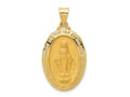 FJC Finejewelers 14 kt Yellow Gold Polished and Satin Miraculous Medal Hollow Charm 34 x 18 mm