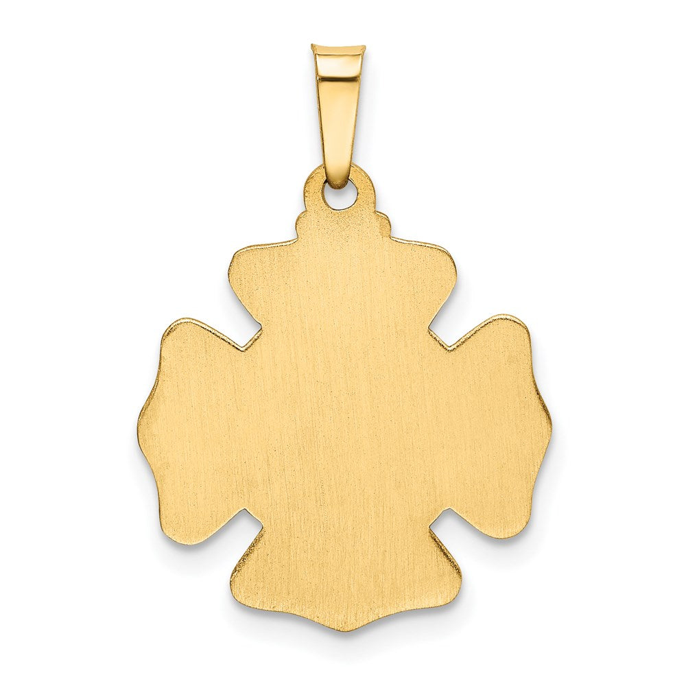 FJC Finejewelers 14 kt Yellow Gold Polished and Satin St Florian Badge Medal Hollow Charm 24 x 17 mm