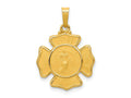 FJC Finejewelers 14 kt Yellow Gold Polished and Satin St Florian Badge Medal Hollow Charm 24 x 17 mm
