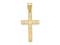 FJC Finejewelers 14 kt Yellow Gold Etched Floral Cross Charm 25 x 12 mm