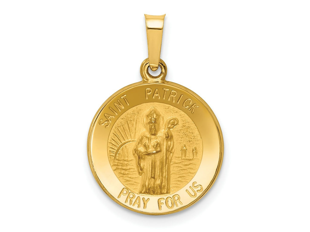 FJC Finejewelers 14 kt Yellow Gold Polished and Satin St Patrick Medal Hollow Charm 17 x 15 mm