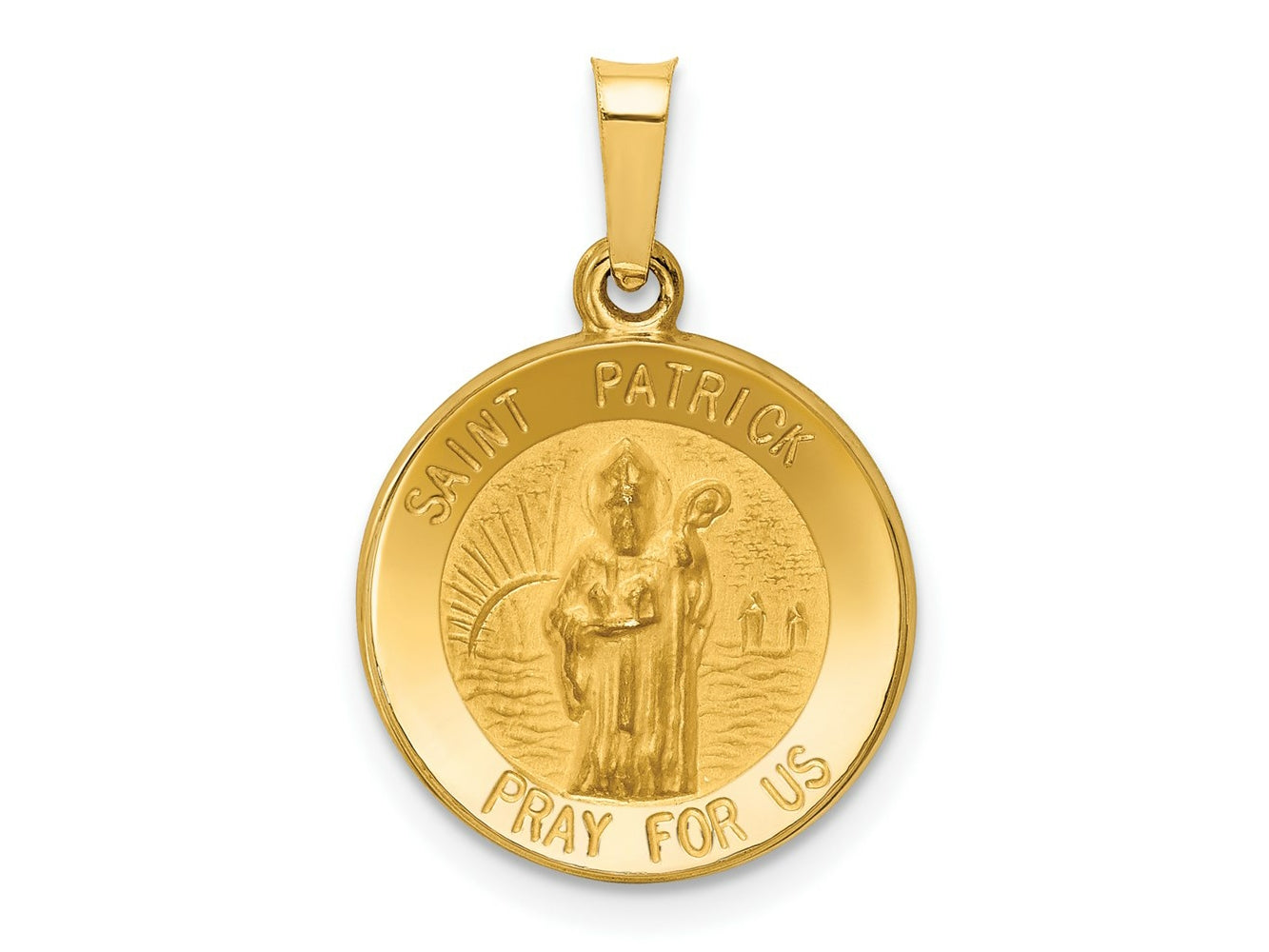 FJC Finejewelers 14 kt Yellow Gold Polished and Satin St Patrick Medal Hollow Charm 17 x 15 mm