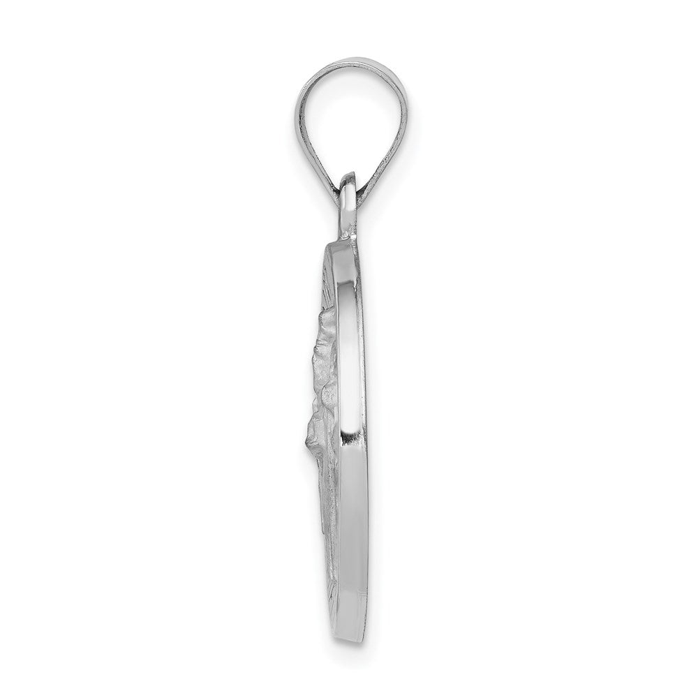 FJC Finejewelers 14 kt White Gold Polished and Satin Saint Patrick Medal Hollow Charm 22 mm x 19 mm