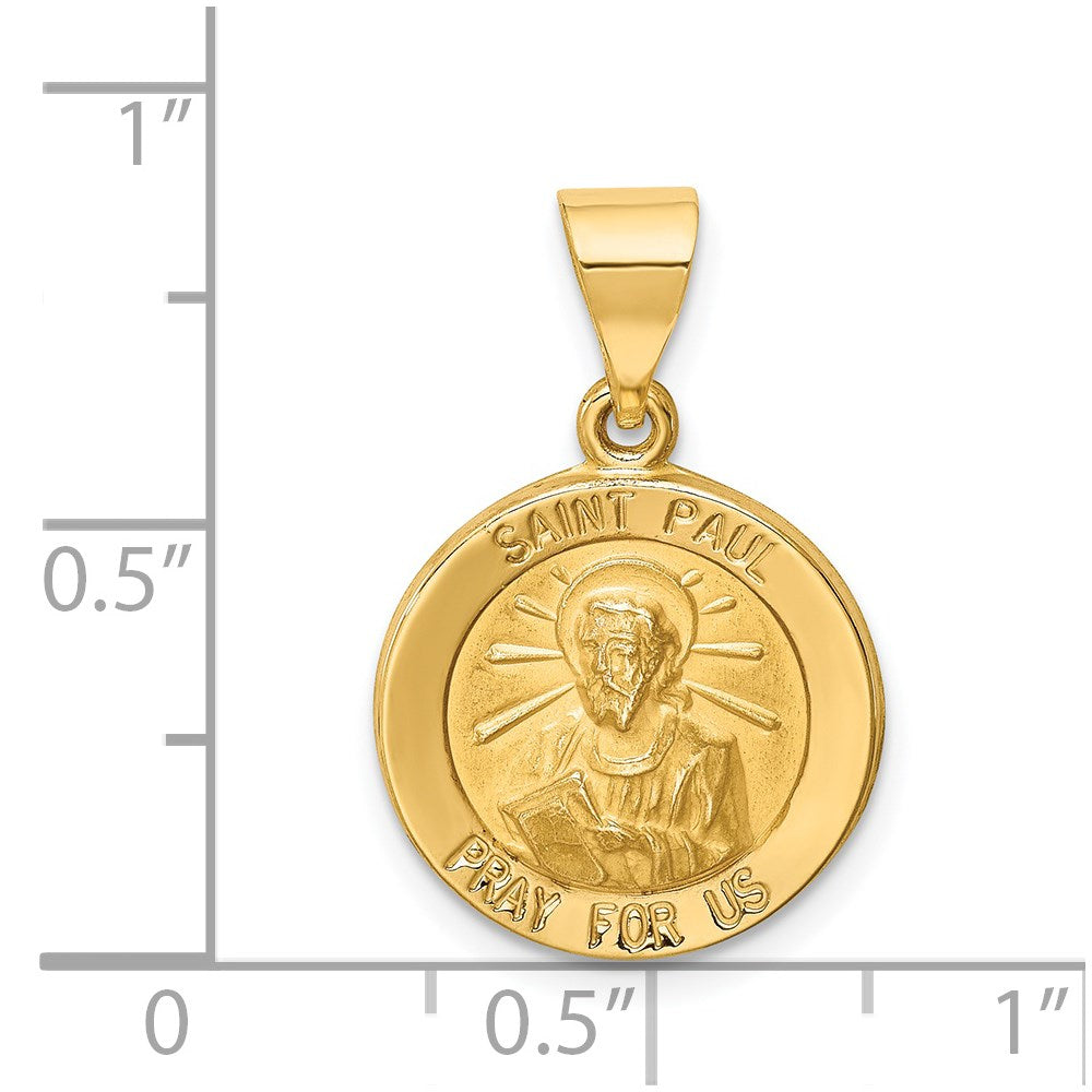 FJC Finejewelers 14 kt Yellow Gold Polished and Satin St Paul Medal Hollow Charm 18 x 15 mm