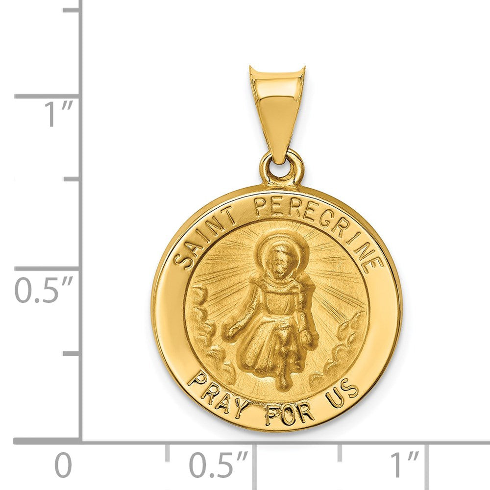 FJC Finejewelers 14 kt Yellow Gold Polished and Satin St Peregrine Medal Hollow Charm 21 x 19 mm
