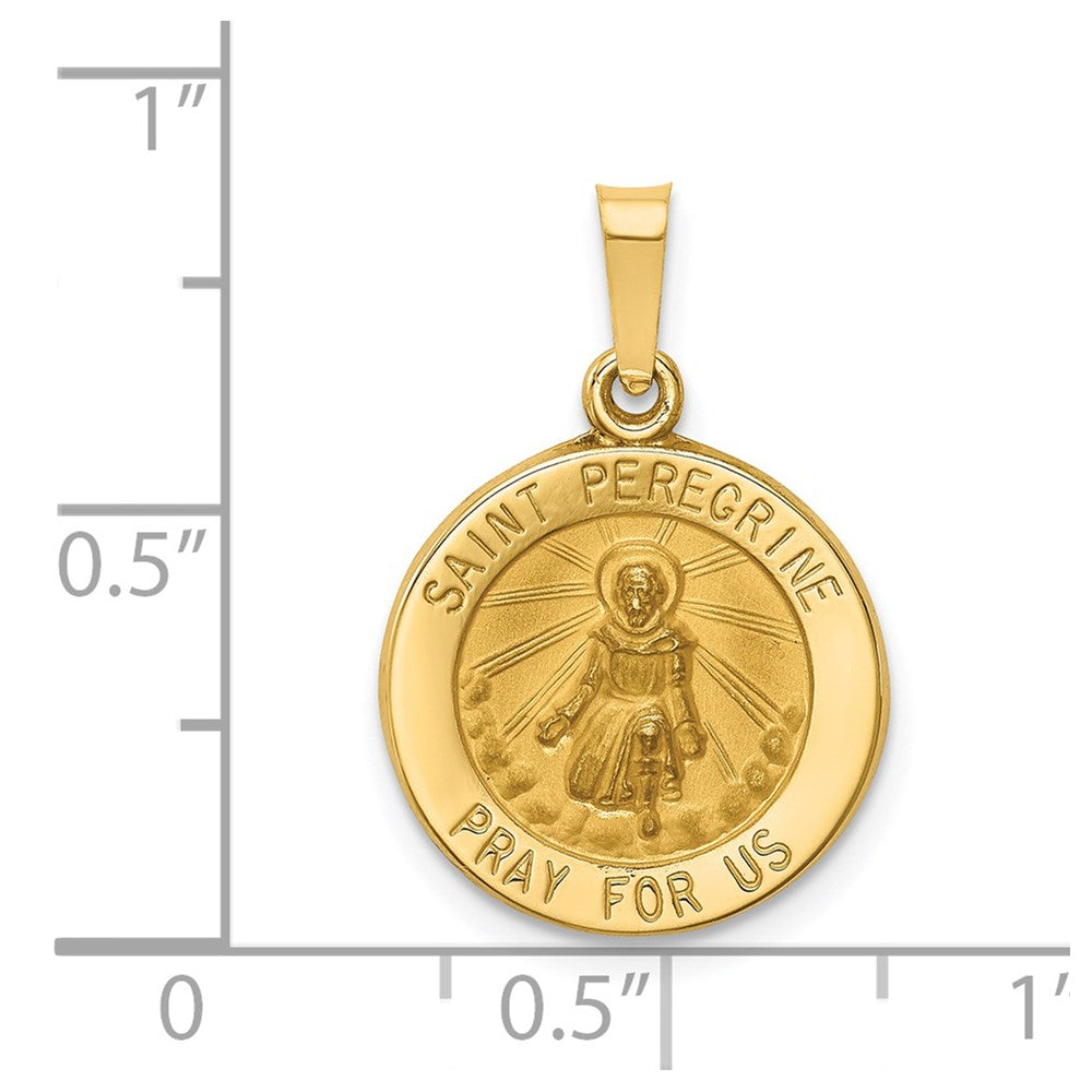 FJC Finejewelers 14 kt Yellow Gold Polished and Satin St Peregrine Medal Hollow Charm 18 x 15 mm