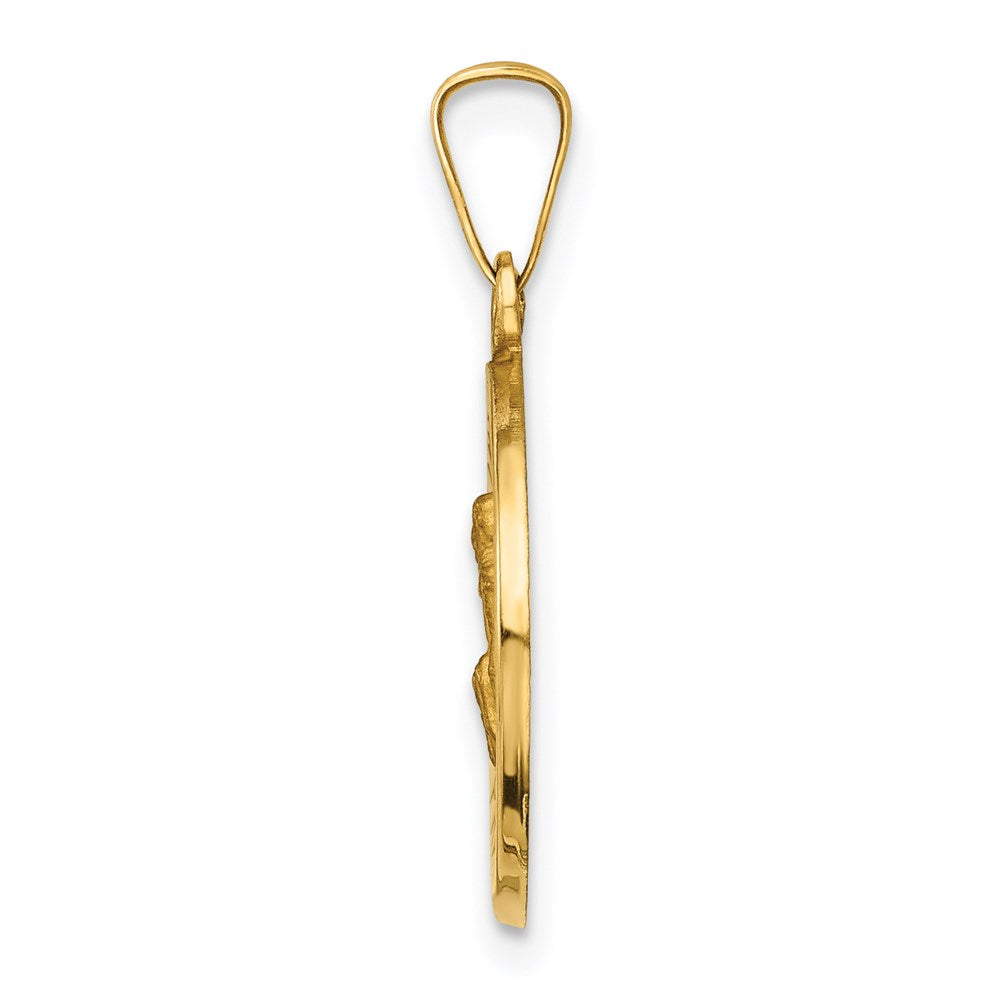 FJC Finejewelers 14 kt Yellow Gold Polished and Satin St Peregrine Medal Hollow Charm 18 x 15 mm
