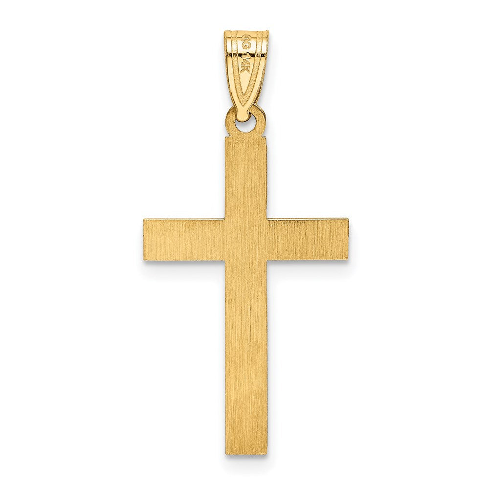 FJC Finejewelers 14 kt Yellow Gold Etched Floral Cross Charm 28 x 15 mm