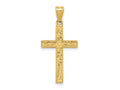 FJC Finejewelers 14 kt Yellow Gold Etched Floral Cross Charm 28 x 15 mm