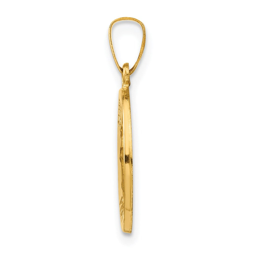 FJC Finejewelers 14 kt Yellow Gold Polished and Satin St Raphael Medal Hollow Charm 18 x 16 mm