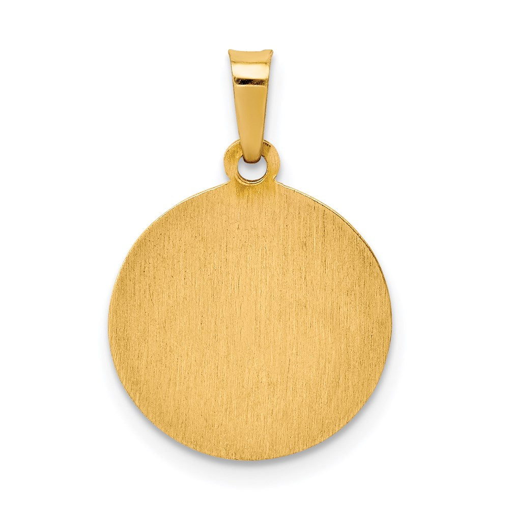 FJC Finejewelers 14 kt Yellow Gold Polished and Satin St Raphael Medal Hollow Charm 18 x 16 mm