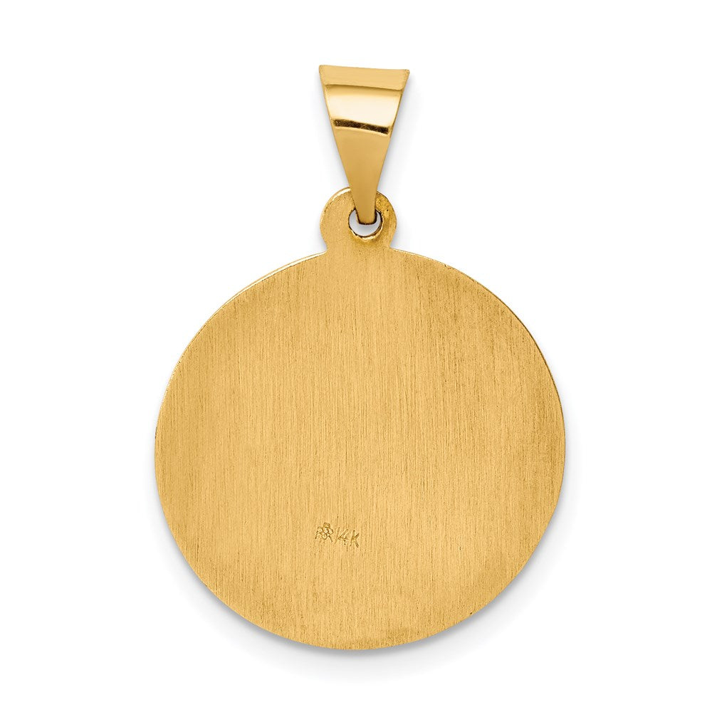 FJC Finejewelers 14 kt Yellow Gold Polished and Satin St Raphael Medal Hollow Charm 22 x 20 mm