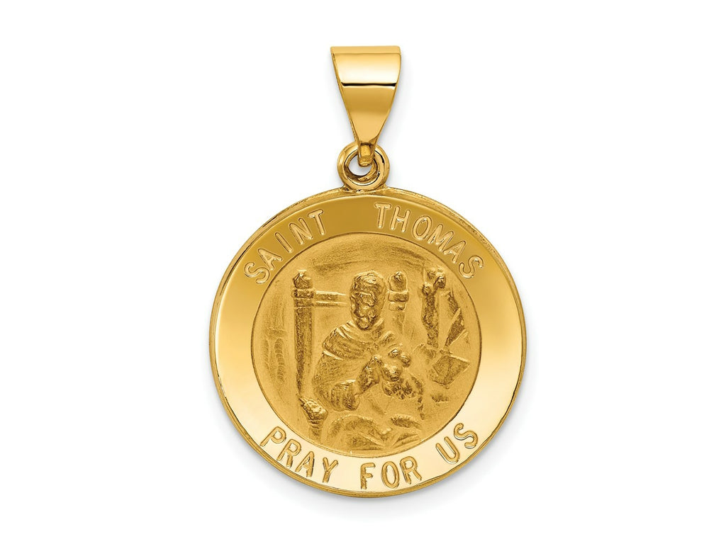 FJC Finejewelers 14 kt Yellow Gold Polished and Satin St Thomas Medal Hollow Charm 22 x 20 mm
