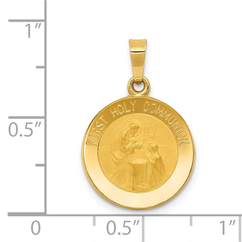 FJC Finejewelers 14 kt Yellow Gold Polished/Satin First Holy Communion Medal Hollow Charm 16 x 15 mm