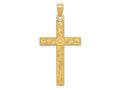 FJC Finejewelers 14 kt Yellow Gold Etched Floral Cross Charm 37 x 19 mm