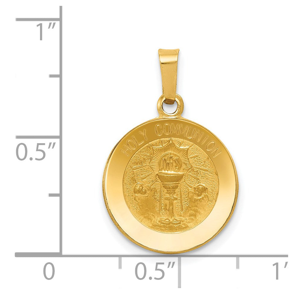 FJC Finejewelers 14 kt Yellow Gold Polished and Satin Holy Communion Medal Hollow Charm 17 x 15 mm