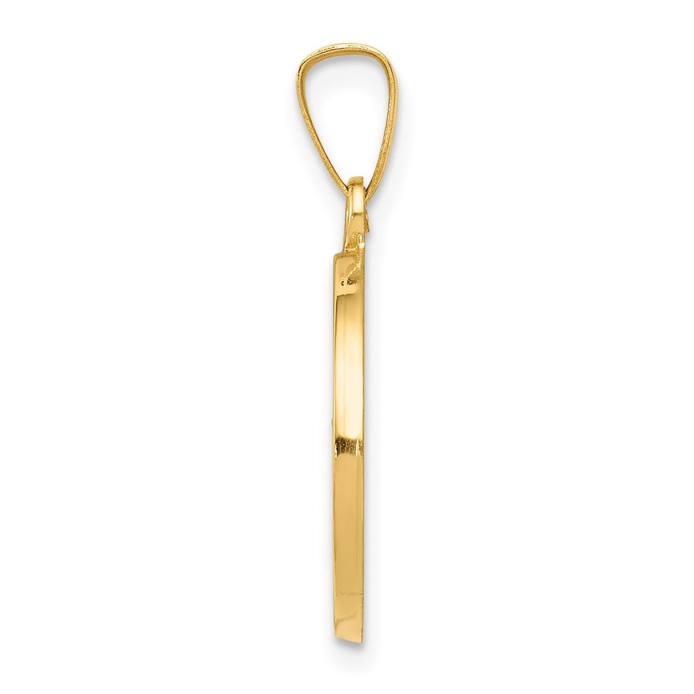 FJC Finejewelers 14 kt Yellow Gold Polished and Satin Confirmation Medal Hollow Charm 18 x 15 mm