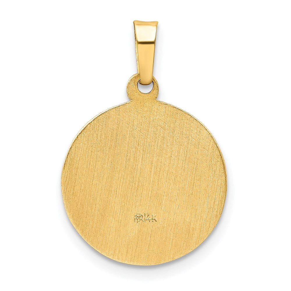 FJC Finejewelers 14 kt Yellow Gold Polished and Satin Confirmation Medal Hollow Charm 18 x 15 mm