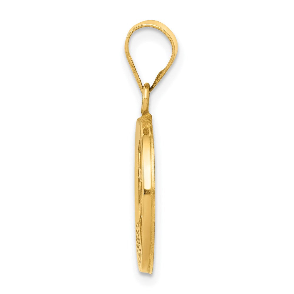 FJC Finejewelers 14 kt Yellow Gold Polished and Satin Confirmation Medal Hollow Charm 17 x 15 mm