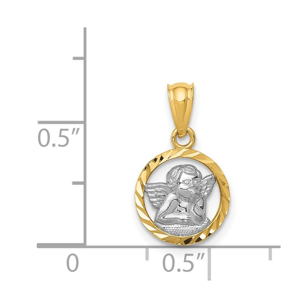 FJC Finejewelers 14 kt Yellow Gold with Rhodium Cherub Charm 13 x 11 mm