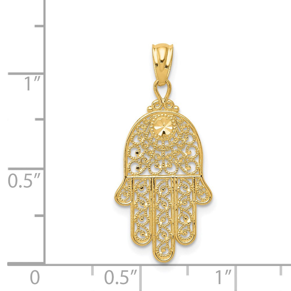 FJC Finejewelers 14 kt Yellow Gold Hand of God Hamsa Charm 25 mm x 14 mm