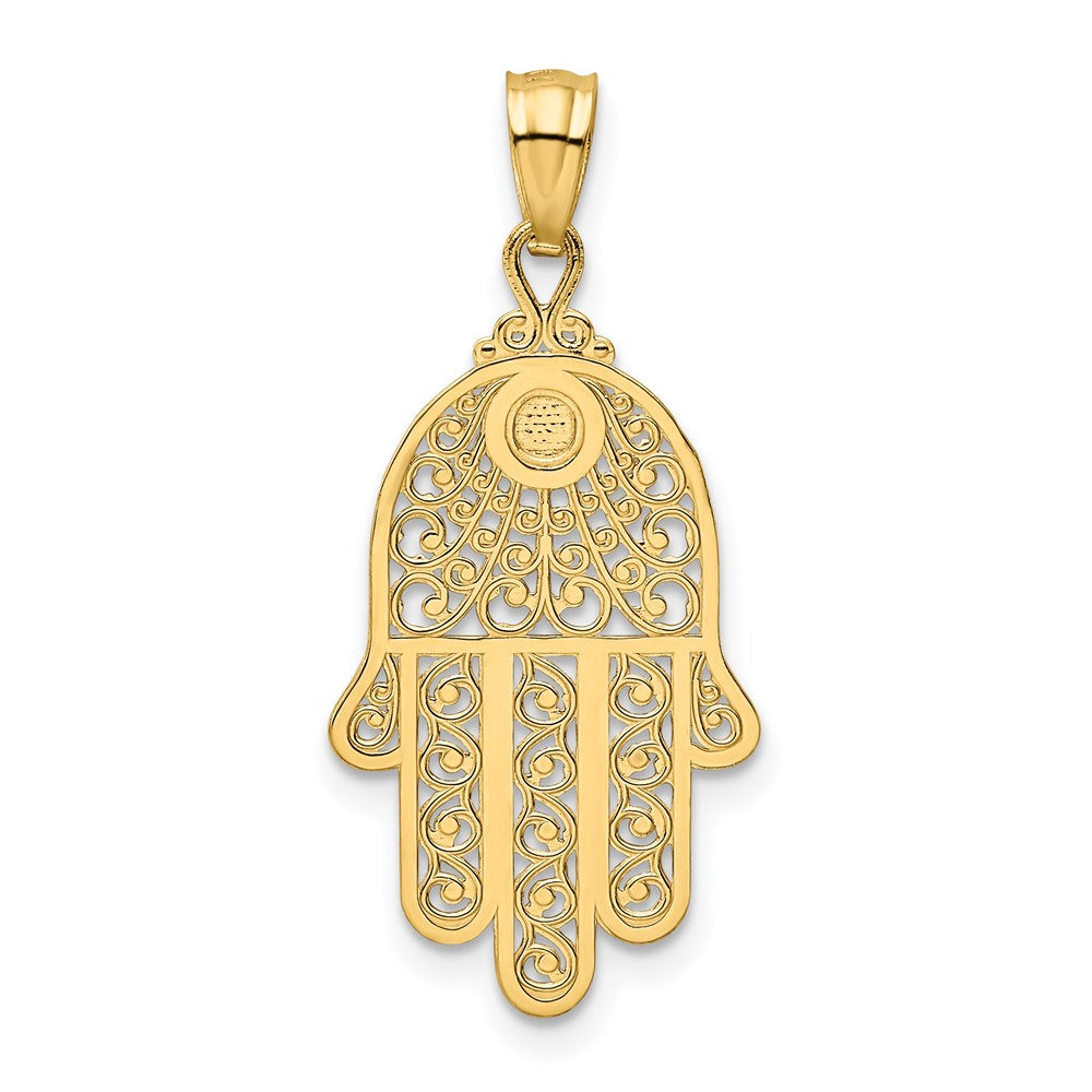 FJC Finejewelers 14 kt Yellow Gold Hand of God Hamsa Charm 25 mm x 14 mm