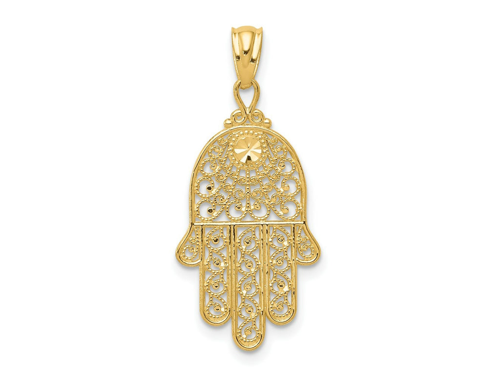 FJC Finejewelers 14 kt Yellow Gold Hand of God Hamsa Charm 25 mm x 14 mm