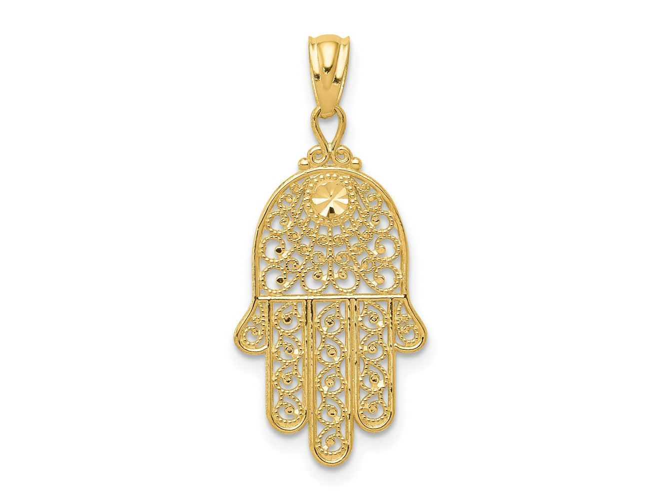 FJC Finejewelers 14 kt Yellow Gold Hand of God Hamsa Charm 25 mm x 14 mm