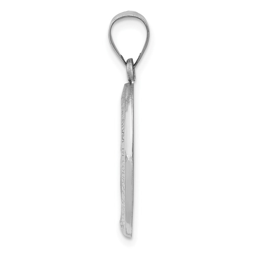 FJC Finejewelers 14 kt White Gold Polished Satin Miraculous Medal Hollow Charm 28 mm x 14 mm